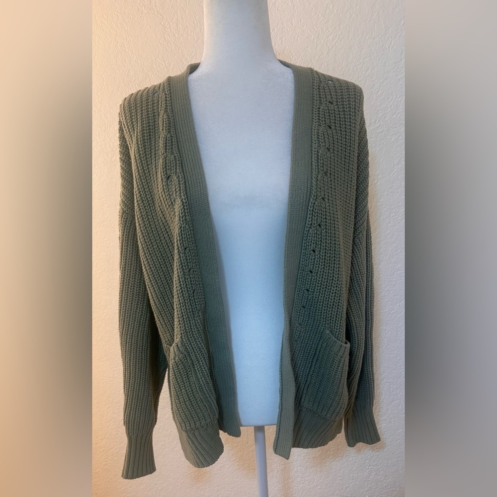 American Eagle Sage Green Open Front Cardigan Size XS
